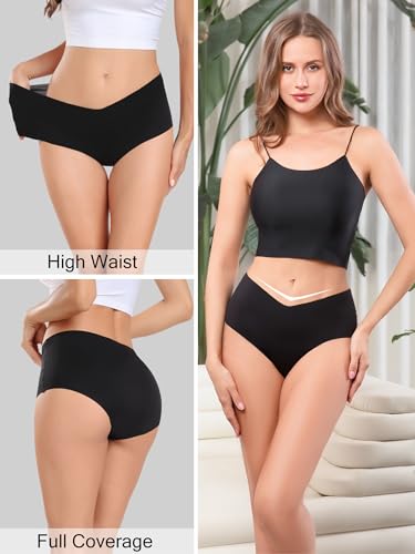 Image of Women's Seamless No-Show Bikini Underwear Comfortable Stretch Invisible Hipster Panties for Everyday Wear 6PACK