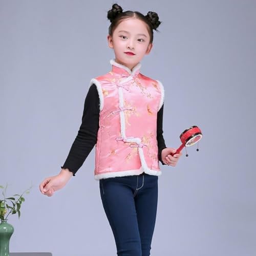 Winter Coat Tops 2024 for Toddler Kids Vest Coat Chinese Calendar New Year Sleeveless Traditional Tang Tops Vest2