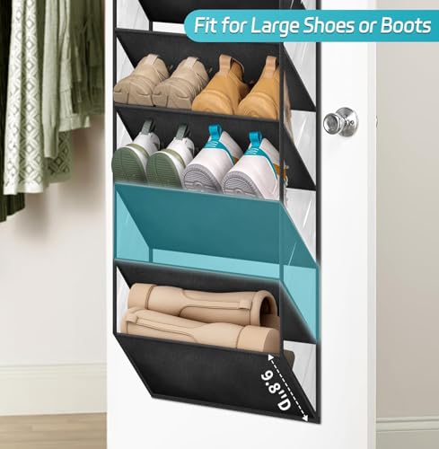 MISSLO 10 Tier Over Door Shoe Storage Organiser Hanging Shoe Rack Clear Deep Pockets Large Shoe Holder Back of Door - Image 3
