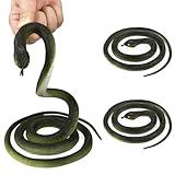 HOHAJIU 3 Pcs Realistic Rubber Snake Fake Snake Toy (48” & 31.5”) Prankster Stuff for April Fool's Day, Garden Decor Props to Scare Birds and Squirrels