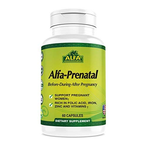Alfa-Prenatal Vitamins by Alfa Vitamins - Pregnancy Vitamins & Minerals with Folic Acid and Niacinamide to Support a Healthy Pregnancy - Before or After Pregnancy - 60 Capsules