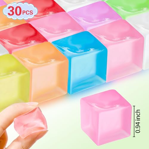 Image of 30 Pack Mini Ice Cube Squishy Fidget Toys for Kids and Adults, Mini Stress Cube Squeeze Toys, Square Stress Balls Sensory Toys for Anxiety Relief, Treasure Box Toys Classroom Prizes Party Favors