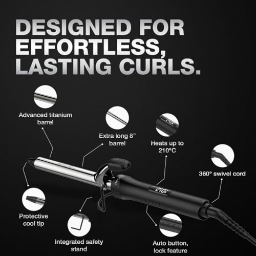Image of IKONIC CURLING TONG- 19MM (BLACK & GOLDEN) Hair Curler with 8 inch Ceramic Barrel, Heat Ready Indicator, Comfortable Rubber Grip, Safety Stand and Salon Length Swivel Cord for quick Salon like finish