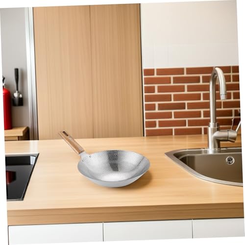 Wok tradicional de acero inoxidable para cocina miniatura 4