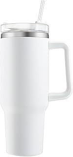 Tumblers Cup with Straw, Lid and Handle,40oz/1200ml Stainless Steel Vacuum Insulated Cup, Car Coffee Mug, Vacuum Insulated Water Bottle for Cold & Hot Drinks
