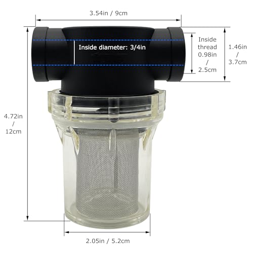 Image of 3 /4 inch Female NPT in-Line Strainer with 40 mesh Stainless Steel Filter Screen (Pack of 2)