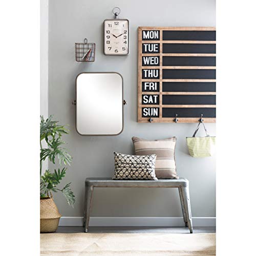 Creative Co-Op Grey & Brown Galvanized Metal Bench - Thumbnail 2