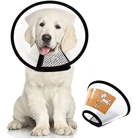 QIYADIN Plastic Pet Recovery Collars & Cones for Dogs and Cats After Surgery Adjustable Dog Neck Cone Surgical Elizabeth E-Collar Prevent Biting and Stop Licking Wound (S-Neck: 10.2-13.0 in) Cover