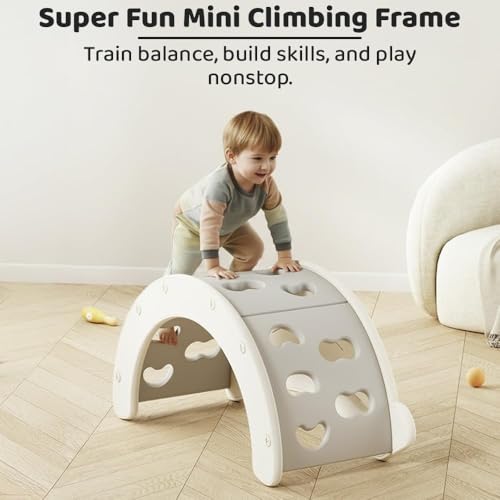 Image of StarAndDaisy Multi-Function Kids Cabinet /Study Table /Desk, Baby & Kids C-Shape Frame | Mini Climbing Frame for Toddlers | Durable Plastic Rocking Recliner Bed, Indoor Play Furniture -Grey