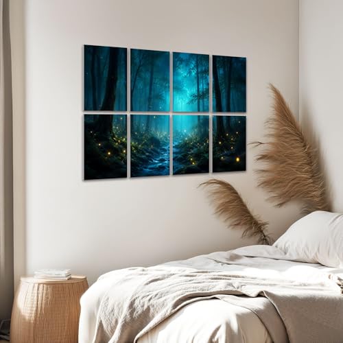 8 Paneles Acústicos de Arte Pack 8 Piezas, Absorbentes de Sonido, Diseño Fantasy Bosque Nocturno, Paneles Decorativos Autoadhesivos para Estudios de Grabación, 48"x32" miniatura 6