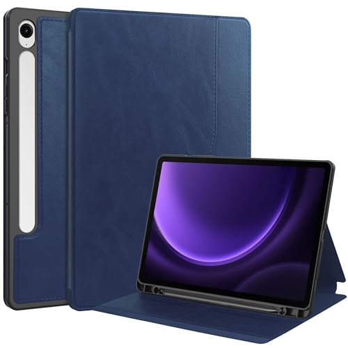 Funda para Samsung Galaxy Tab S9 FE 11" de piel con tapa inteligente color negro
