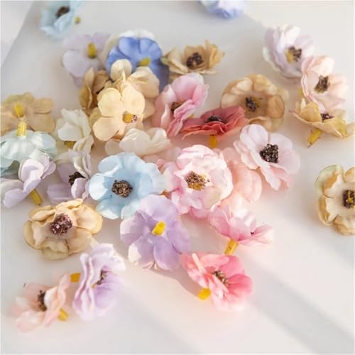 100 piezas flores artificiales Jazmín de seda 3cm miniatura 3