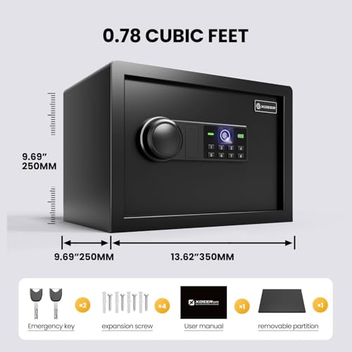 XDeer Biometric Safe with Fireproof Bag, Quick-Access Security Safe Box with Upgraded Personal, Steel Fingerprint Safe for Jewelry, Cash, Documents-Home Security 1PCS(0.78 Cu.Ft+ Bag) by XDeer - Image 5