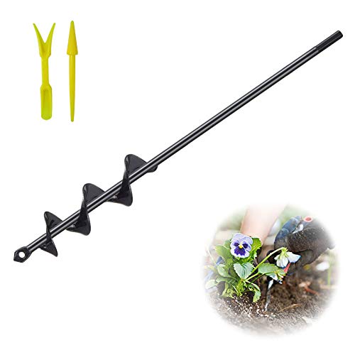 SORANGEUN Garden Auger Drill Bit 1.6x16.5inch Garden Auger Spiral Drill Bit Rapid Planter for 3/8 Hex Drive Drill - for Tulips, Iris, Bedding Plants and Digging Weeds Roots