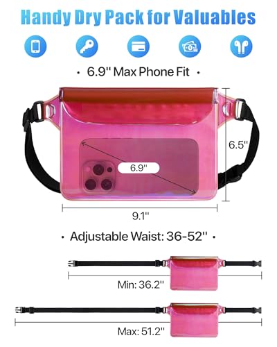 Image of F-color Waterproof Fanny Pack - Waterproof Pouch, Beach Cruise Essentials | Adjustable Waist Strap, Triple Zipper Roll-Top Dry Bag for Phone, Keep Passport Valuables Dry for Beach Kayaking Boating