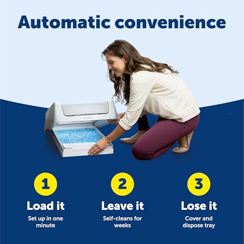PetSafe ScoopFree Crystal Pro Self-Cleaning Automatic Litter Box - Uncovered Motion-Sensing Cat Box with Integrated Health Counter - Includes 1 Disposable Crystal Litter Tray