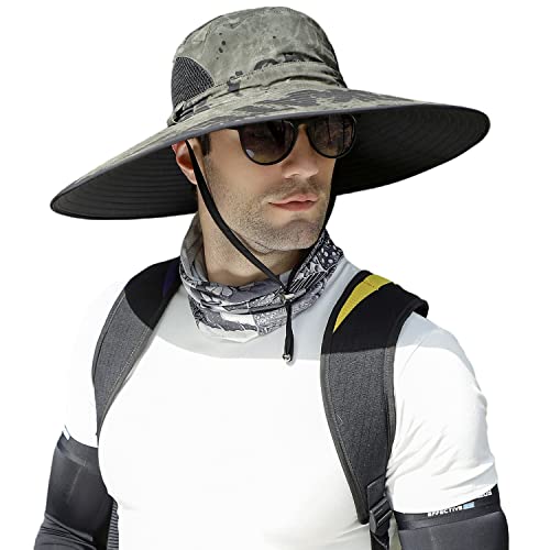 Image of Wide Brim Sun Hat for Men Women UV Protection Ventilated Summer Hats for Fishing Hiking Garden Beach