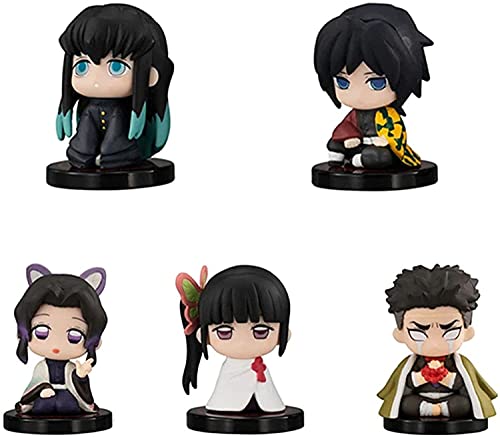 Image of Trunkin Demon Slayer Figure Chibi Small Action Figures 5 Pcs Set Model B 2-3 Inches Kimetsu No Yaiba Action Figurines Small Sitting Set,Multicolor