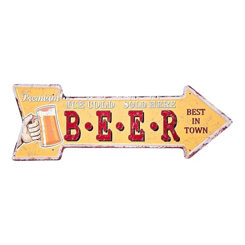 Amazon.co.jp: アメリカン雑貨 サインプレート ブリキ看板 矢印 BEER