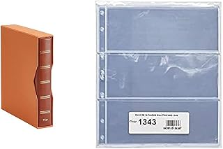 Pardo 134006 Album para colección billetes universales, color marrón + 134300 Pack 10 fundas billetes universales, 3 departamentos