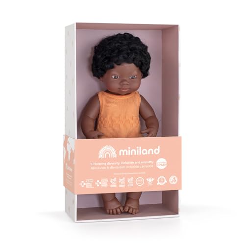 Muñeca Miniland 15" African Girl Colorida con Ropa miniatura 5