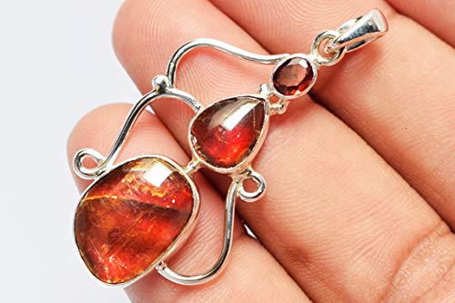 Pendentif ammonite rouge argent 925 luxe durable - 2