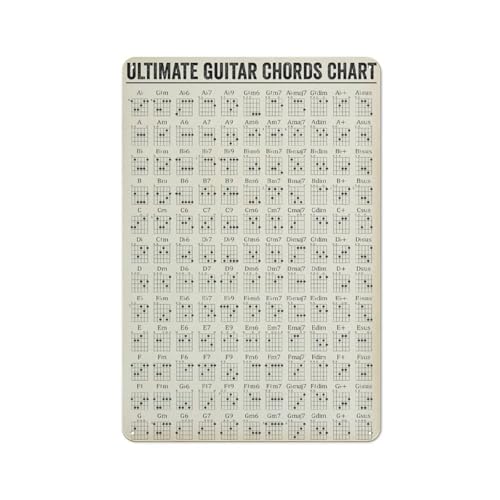 Guitar Chord Chart Educational Music Reference Vintage Aluminum Metal Tin Sign 8x12 Inch Beginner Acoustic Electric Guitar Wall Decor