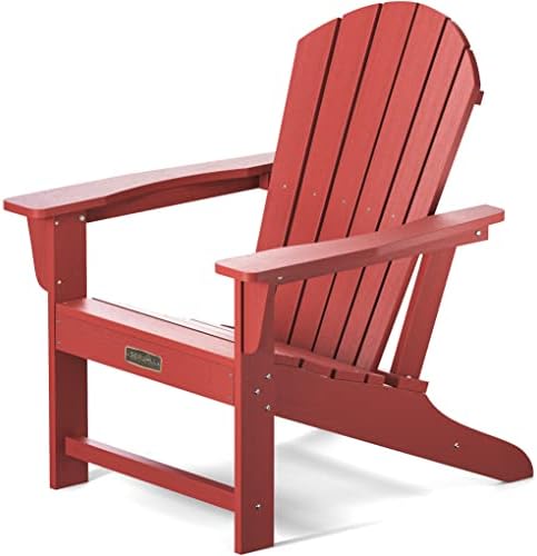 SERWALL Adirondack Chair | Adult-Size, Weather Resistant for Patio Deck Garden, Backyard & Lawn Furniture | Easy Maintenance & Classic Adirondack Chair Design (Red)