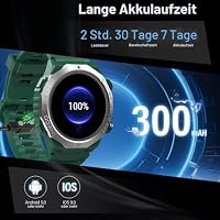 Qecnato Smartwatch Herren Damen, Militär Smart Watch mit Telefonfunktion, 1,39" HD Touchscreen, IP68 Wasserdicht Sportuhr, 110+Sportmodi Fitness Tracker, Herzfrequenz, Schlafmonitor, Fitnessuhr, Grün – Ansicht 7