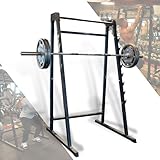 Versatile e resistente: Questa rastrelliera per bilancieri con 8 ganci regolabili per posizionare il bilanciere in diverse altezze e posizioni. Adatto a vari allenamenti come squat, panca piana, sollevamento pesi e altro ancora