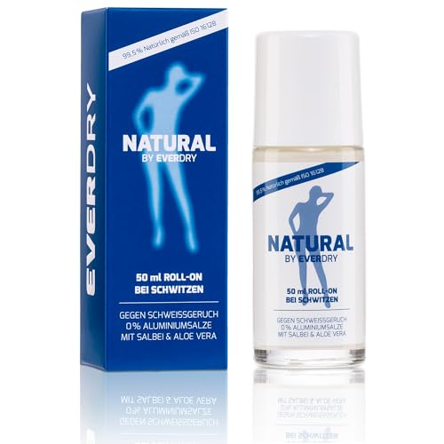 EVERDRY NATURAL Roll-On 50ml Deodorant ohne Aluminiumsalze gegen Schweißgeruch - mit Salbei, Aloe Vera, Jojoba, Kokos & Argan-Öl - Deo ohne Alkohol
