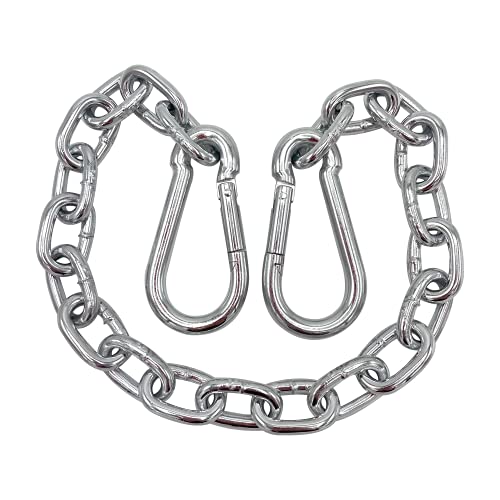 Maky Outdoors Hanging Chair Chain with Carabiner - Heavy Duty Snap-Link for Indoor & Outdoor Use - Galvanized Carbon Steel Clip Hook Attachment & Chain for Swings, Punching Bags - 700lbs WLL, 72cm