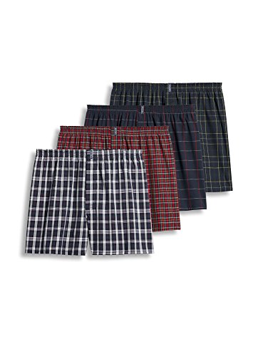 Jockey Men's Underwear Classic Full Cut Boxer - 4 Pack, Navy Tartans, L Jockey Men's Underwear Classic Full Cut Boxer - 4 Pack, Navy Tartans, L