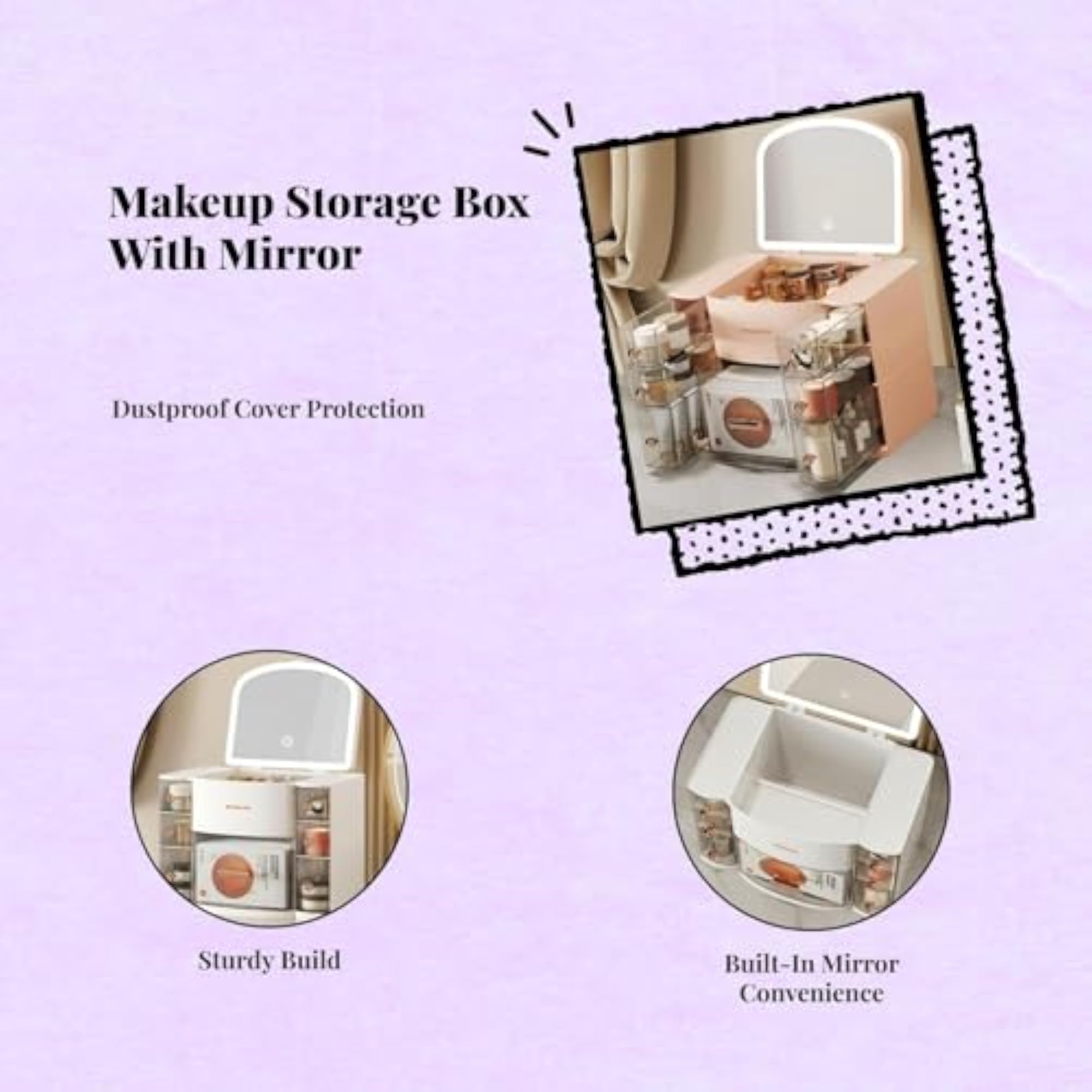 Large Capacity Makeup Organizer Box with Mirror