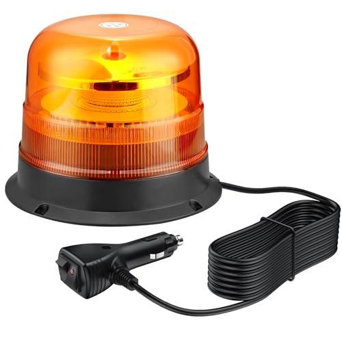 EYPINS 48 LED Rundumleuchte, 48W Auto Warnleuchte, 360° Spiegelreflexion Rundumleuchte, Magnet Warnlicht Blinkleuchte Strobe Beacon Light Orange IP67 | E9 für 12V/24V Truck, KFZ, LKW, Traktor
