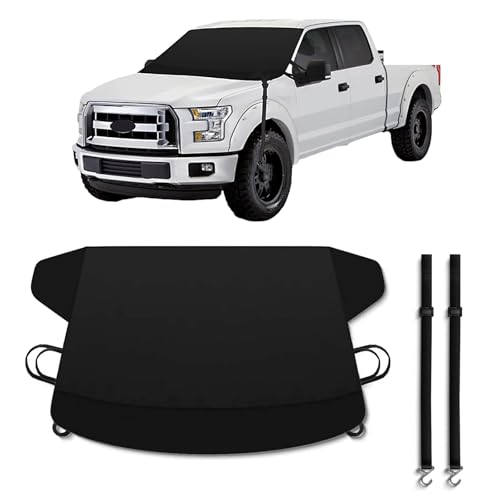 Image of Windshield Snow Cover Cloth, Oxford Cloth Thickened Winter Snow Windproof Sun Shade Windshield Cover, Foldable Accessories, Universal for Most Car Models (Black #170CM*107CM)