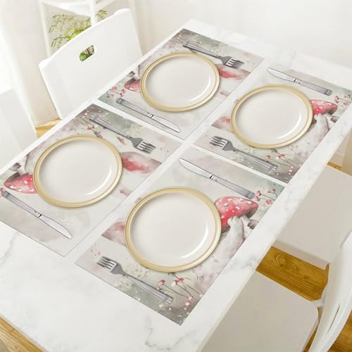 Sets de table en PVC gris et vert chic | Lot de 4 design et durables - 7