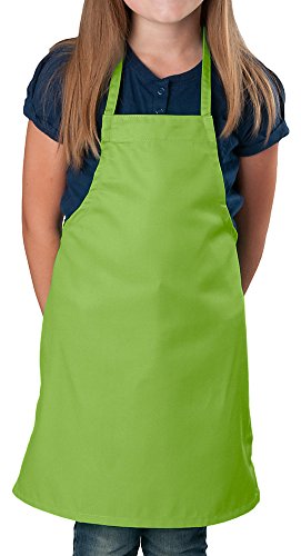 KNG Kids Cooking Apron for Girls and Boys – Medium, Lime Green, 2 Pack