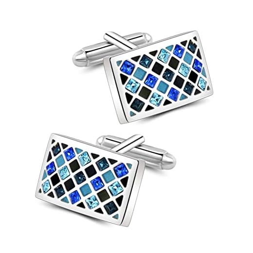 Mr.Van Boutons De Manchette, Cristal Swarovski Rectangle Bouton de Manchette pour Hommes Chemise Business Mariage Ou comme Cadeau d'anniversaire