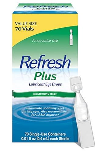 Refresh PLUS Lubricant Eye Drops Preservative-Free Artificial Tears, 0.01 fl oz (0.4 mL), 70...