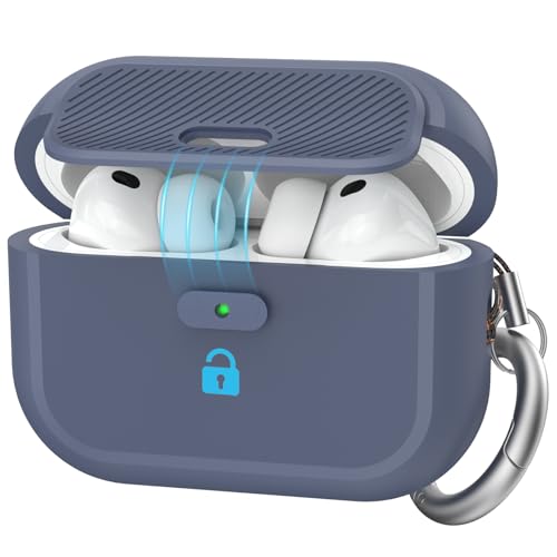 TRONWIN AirPods Pro 3�p�P�[�X - �����s�[�X [�{�^�����b�N] �f�U�C�� AirPod Pro ��3����P�[�X �\�t�g�V���R�� Air pods pro 3�P�[�X�J�o�[ ���b�N�t�� �j�����p (�~�b�h�i�C�g�u���[)