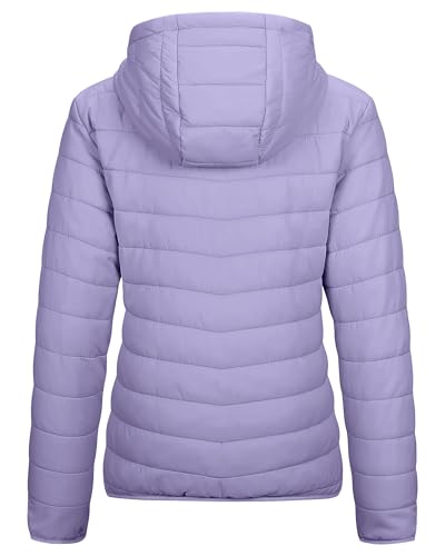 Image of Outdoor Ventures Women's Packable Lightweight Full-Zip Puffer Jacket with Hood Quilted Winter Coat