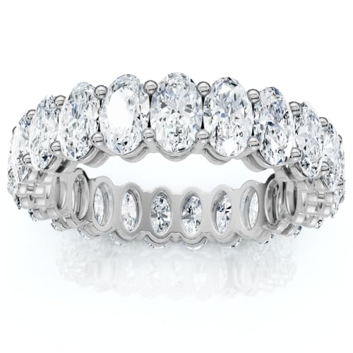 Pompeii 5 1/2CT Oval Diamond Eternity Ring White Yellow Rose Gold or Platinum Lab Grown (F/G,VS1-VS2)