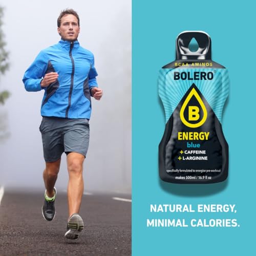 Bolero Energy | Sugar-Free Powder Drink | Vegan & Gluten-Free | For Active Lifestyles (12x14g, Apple) (12x14g, Blue)