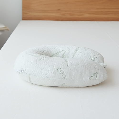 Miniatura 6 de Almohada de viaje de espuma viscoelástica, rayón refrescante hecho de bambú y funda de poliéster, en forma de U, lavable a máquina, ideal para
