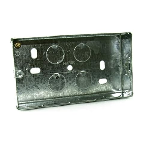 CDL Micro Double Electrical Metal Back Box/Pattress Box 25mm Deep - 2 Gang - SILVER Cover