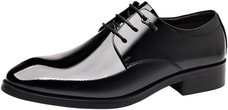 Men's Business Casual Leather Shoes British Pointed Toe Comfortable Lace-up Men Oxfords Dress Shoes Non Slip Lightweight Walking Shoes