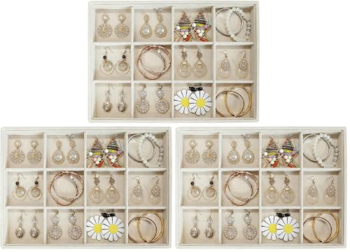 Stratalife 12 Grid Jewelry Organizer Tray, 13.8" x 9.4" x 1.2" (Pack of 3)