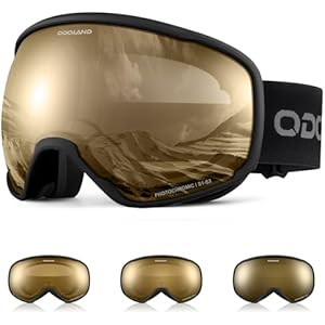 Odoland Photochromic Ski Goggles for Sunny and Cloudy Days, Anti-Fog OTG UV400 Protection Snowboard Goggles for Unisex Adult Men Women Youth, Helmet Compatible for Skiing Snowboard Bronze S1