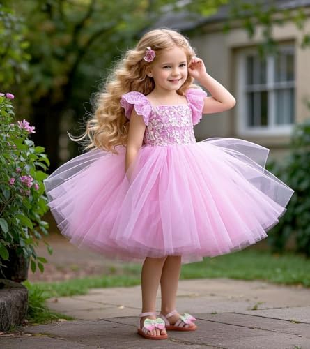 Image of Felix & Flora Toddler Girl Sandals -Flower Girl Dress Shoes Open Toe Little Kid Flats